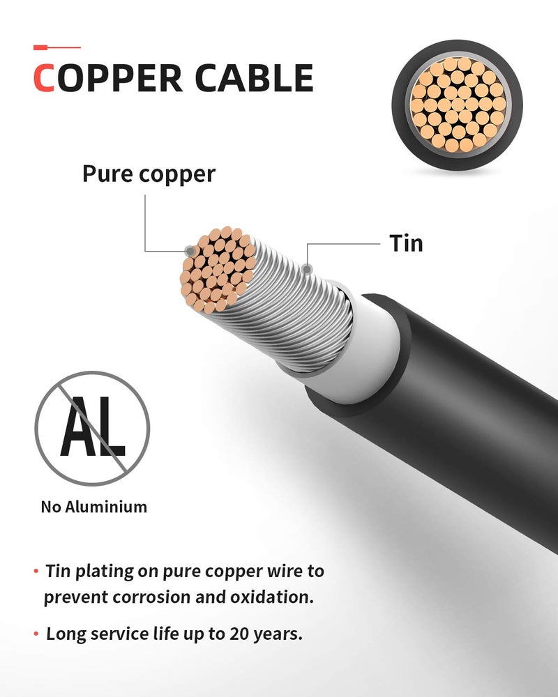 BougeRV 30 Feet 10AWG Solar Extension Cable with Female and Male Connector with Extra Pair of Connectors Solar Panel Adaptor Kit Tool (30FT Red + 30FT Black) - Image 2
